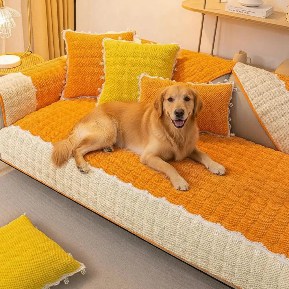 Chenille Art Corrugated Breatable No-Slip Couch Cover Coach