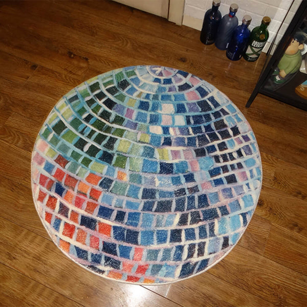 Bola de discoteca <tc>Color</tc> Alfombra redonda de cachemira sintética en bloque