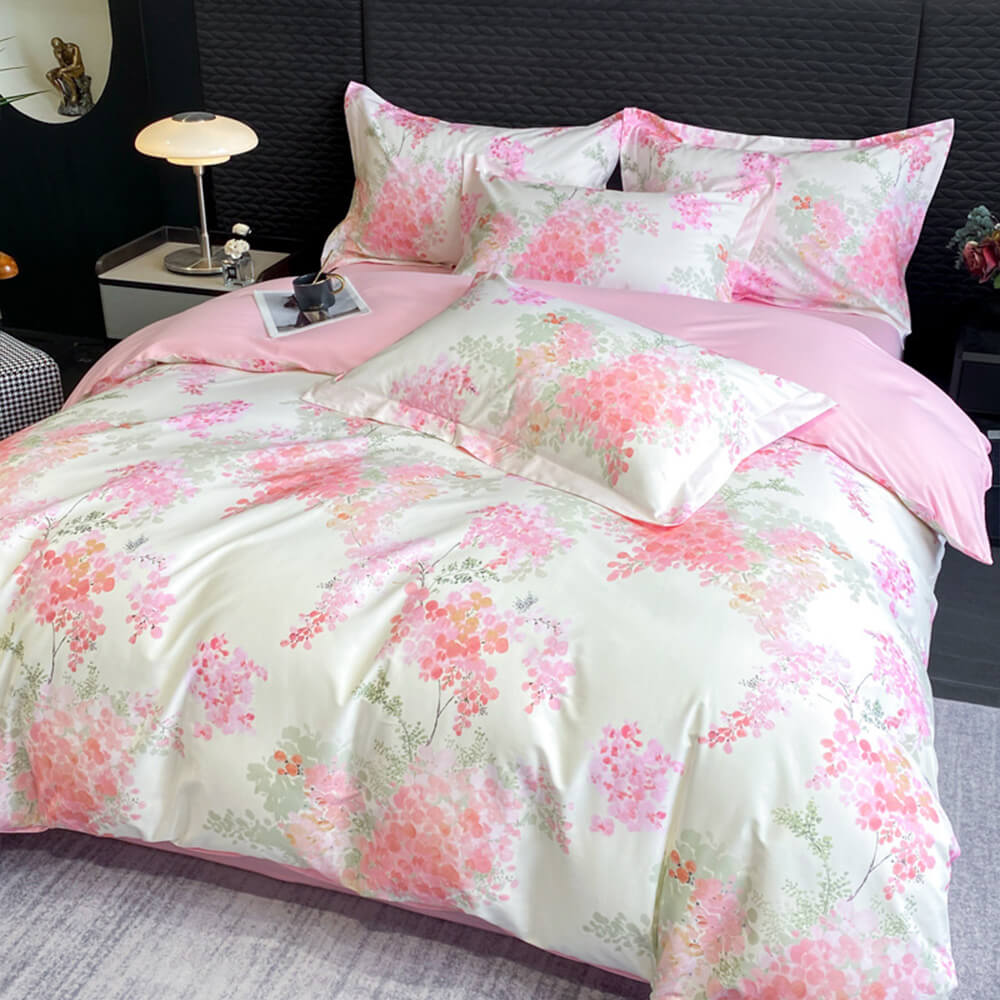 Elegant Oil Painting Style Floral Cotton Bed Sheet Set