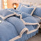 Floral Quilted Cozy Thickened Milk Fleece Bed Skirt Set
