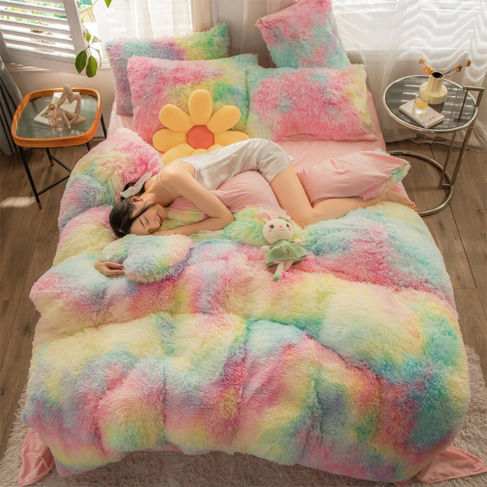 Moda de gradiente Long Fehip Set de cama tibia
