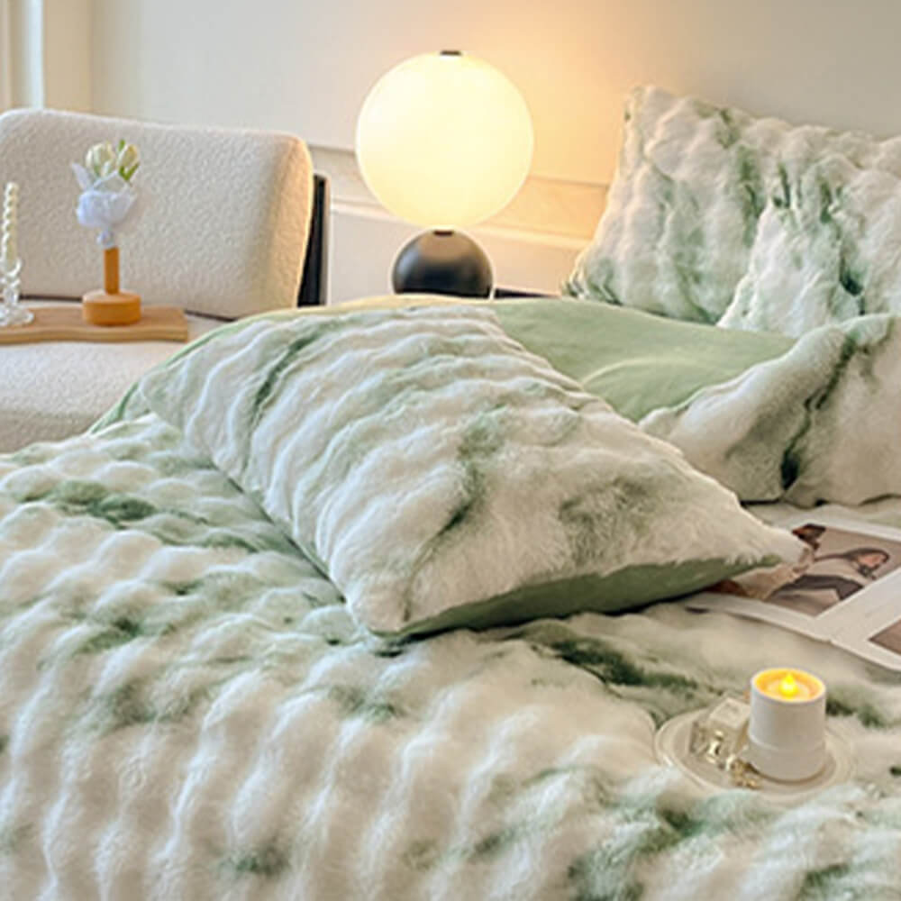 Ensemble de draps en fausse fourrure de lapin gonflé et dégradé