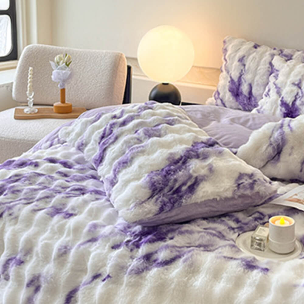 Ensemble de draps en fausse fourrure de lapin gonflé et dégradé
