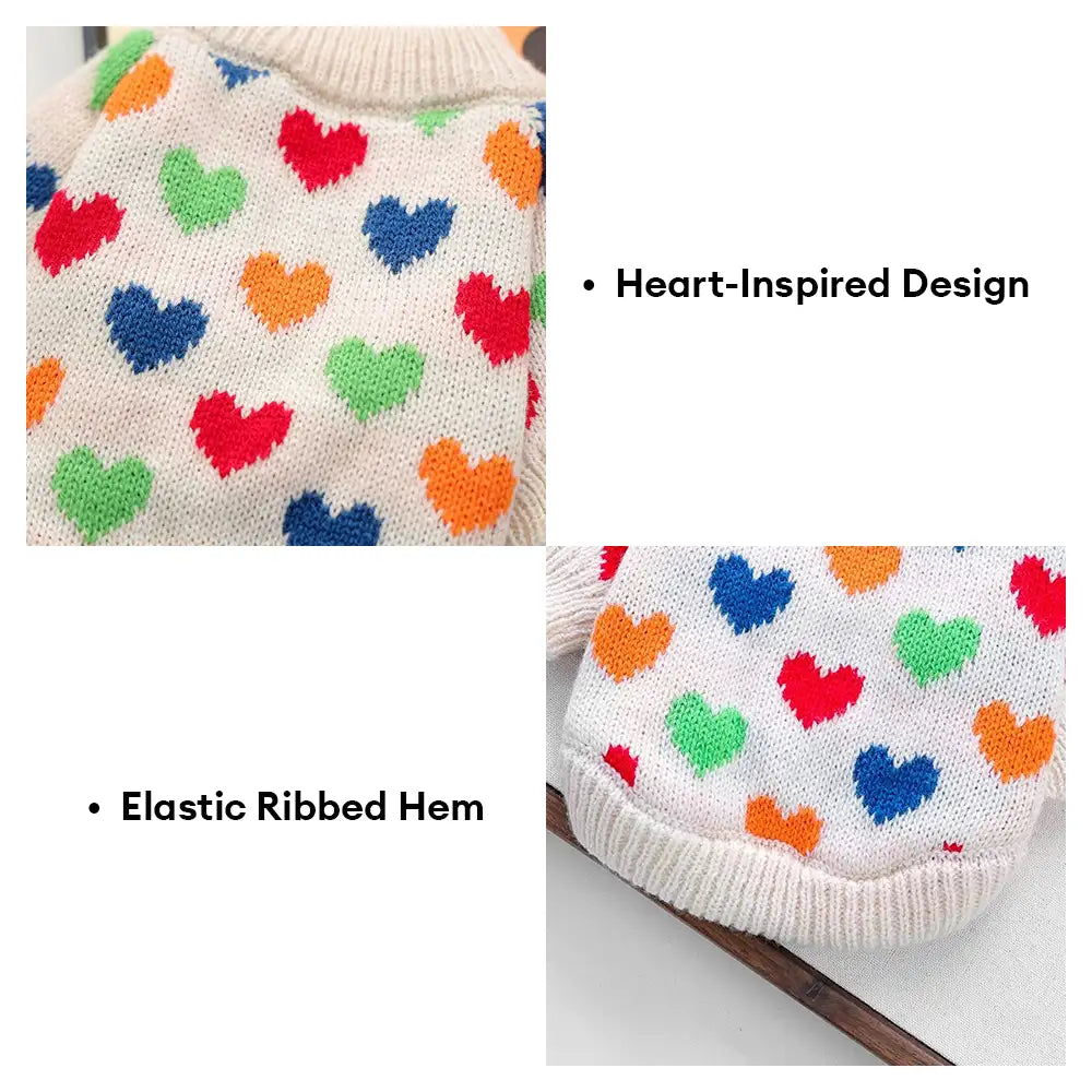 Heart Patterned Dachshund Dog Sweater