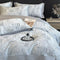 Light-Luxe Botanical Print Cooling Silky Duvet Cover Bed Sheet Set