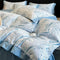Light-Luxe Botanical Print Cooling Silky Duvet Cover Bed Sheet Set