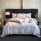 Light-Luxe Botanical Print Cooling Silky Duvet Cover Bed Sheet Set