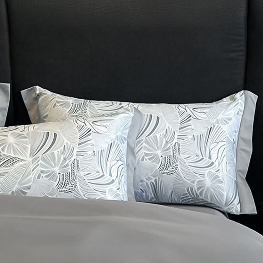 Light-Luxe Botanical Print Cooling Silky Duvet Cover Bed Sheet Set