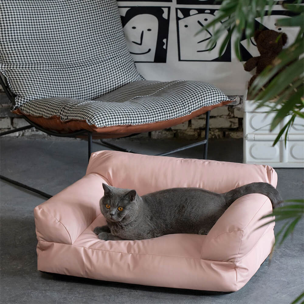 Cama de sofá de capricho de apoyo para perros y gatos de lujo impermeable