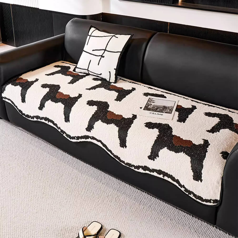 Modern Short Fleece Sofa Protection Irregular Non-slip Couch Cover