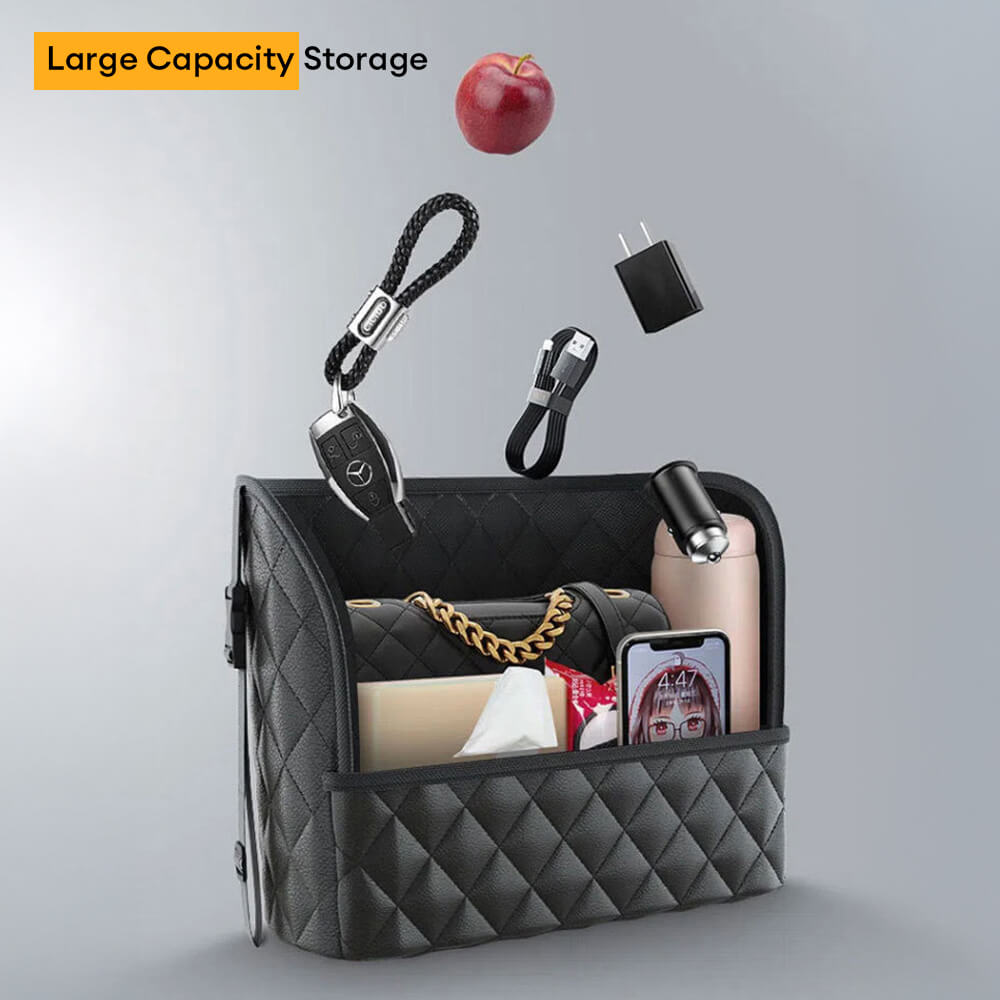 Bolsa de almacenamiento de espacio para el asiento del asiento del automóvil de diamantes acolchados: mantenga sus elementos esenciales a mano