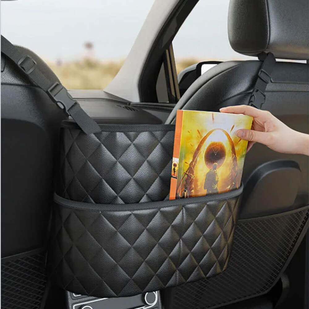 Bolsa de almacenamiento de espacio para el asiento del asiento del automóvil de diamantes acolchados: mantenga sus elementos esenciales a mano