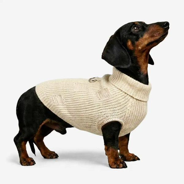 Retro Cable Knit Dachshund And Small To Medium-Sized Dog Sweater