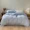 Solid Color Cotton Crinkled Gauze Duvet Cover Bed Sheet Set with Fringe Edges