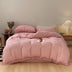 Solid Color Cotton Crinkled Gauze Duvet Cover Bed Sheet Set with Fringe Edges