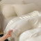 Solid Color Cotton Crinkled Gauze Duvet Cover Bed Sheet Set with Fringe Edges