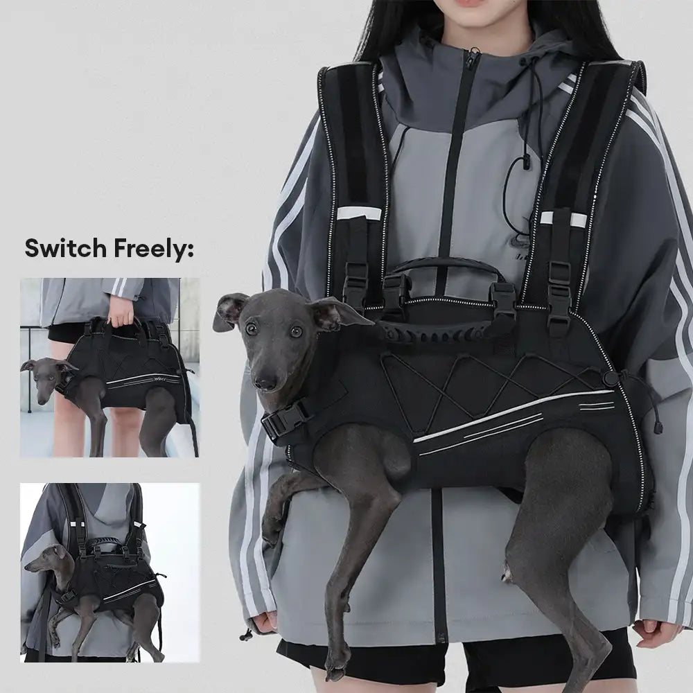 Spine-Friendly Horizontal Dog Backpack Carrier with Adjustable Padded Straps - Legs-Out Comfort