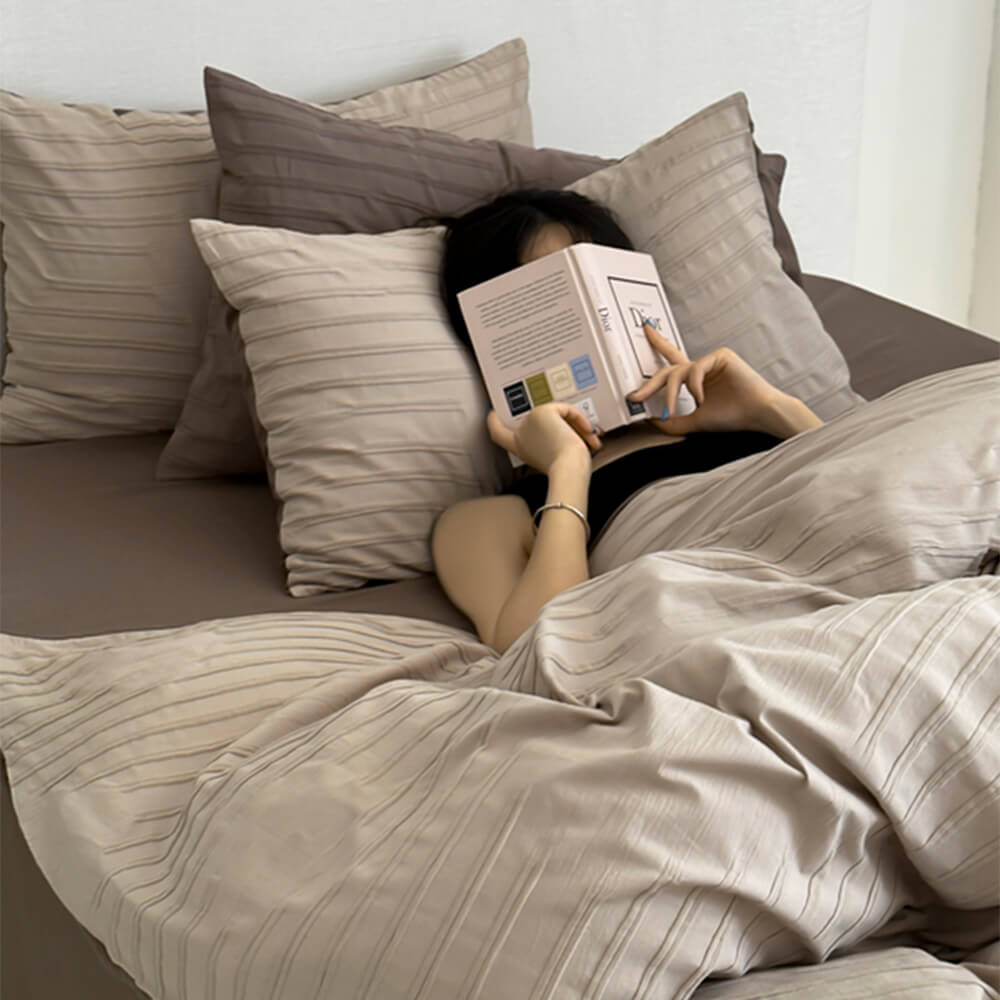 Striped Yarn-Dyed Cotton Duvet Cover Bed Sheet Set