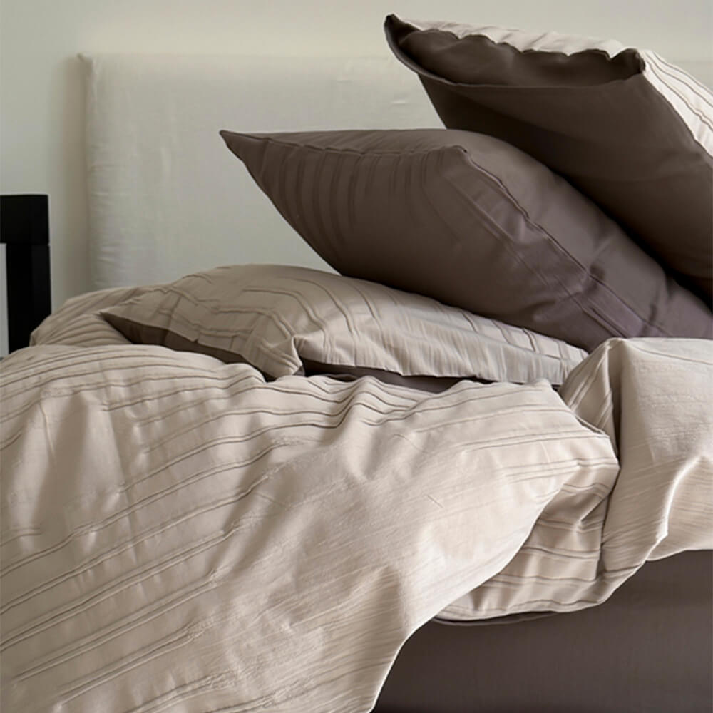 Striped Yarn-Dyed Cotton Duvet Cover Bed Sheet Set