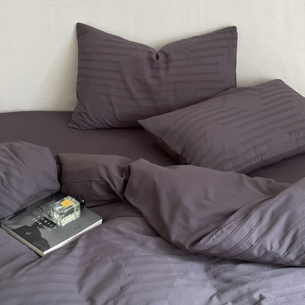 Striped Yarn-Dyed Cotton Duvet Cover Bed Sheet Set