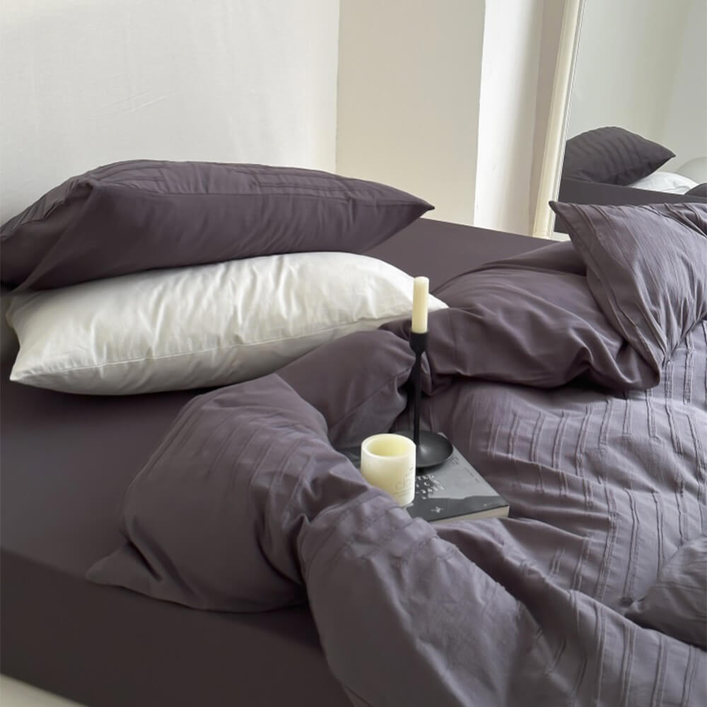 Striped Yarn-Dyed Cotton Duvet Cover Bed Sheet Set