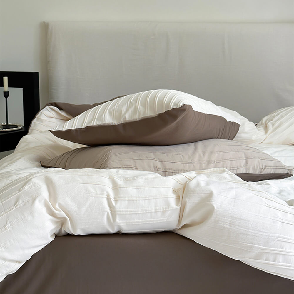 Striped Yarn-Dyed Cotton Duvet Cover Bed Sheet Set