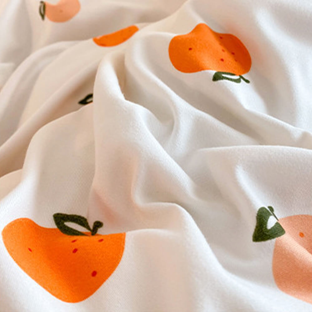 Juego de sábanas de estampado floral vibrante de primavera con falda de cama con volantes