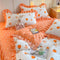 Juego de sábanas de estampado floral vibrante de primavera con falda de cama con volantes