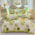 Juego de sábanas de estampado floral vibrante de primavera con falda de cama con volantes