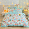 Juego de sábanas de estampado floral vibrante de primavera con falda de cama con volantes