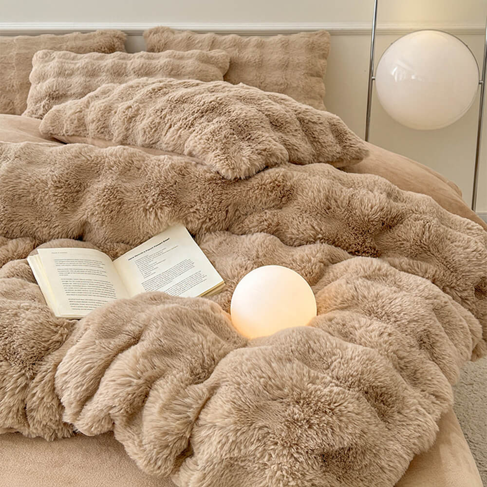 Puffy Comfort Bettlaken-Set aus verdicktem Kaninchenfellimitat