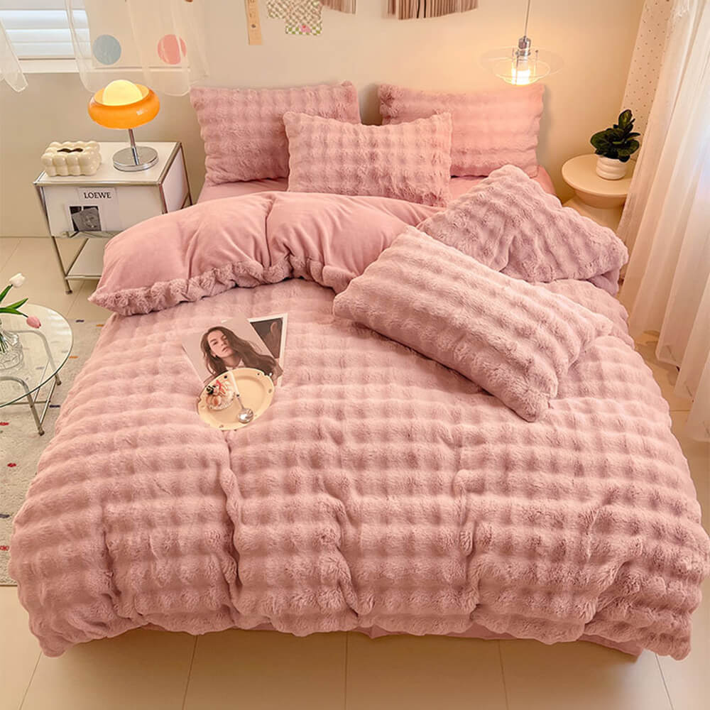 Puffy Comfort Bettlaken-Set aus verdicktem Kaninchenfellimitat