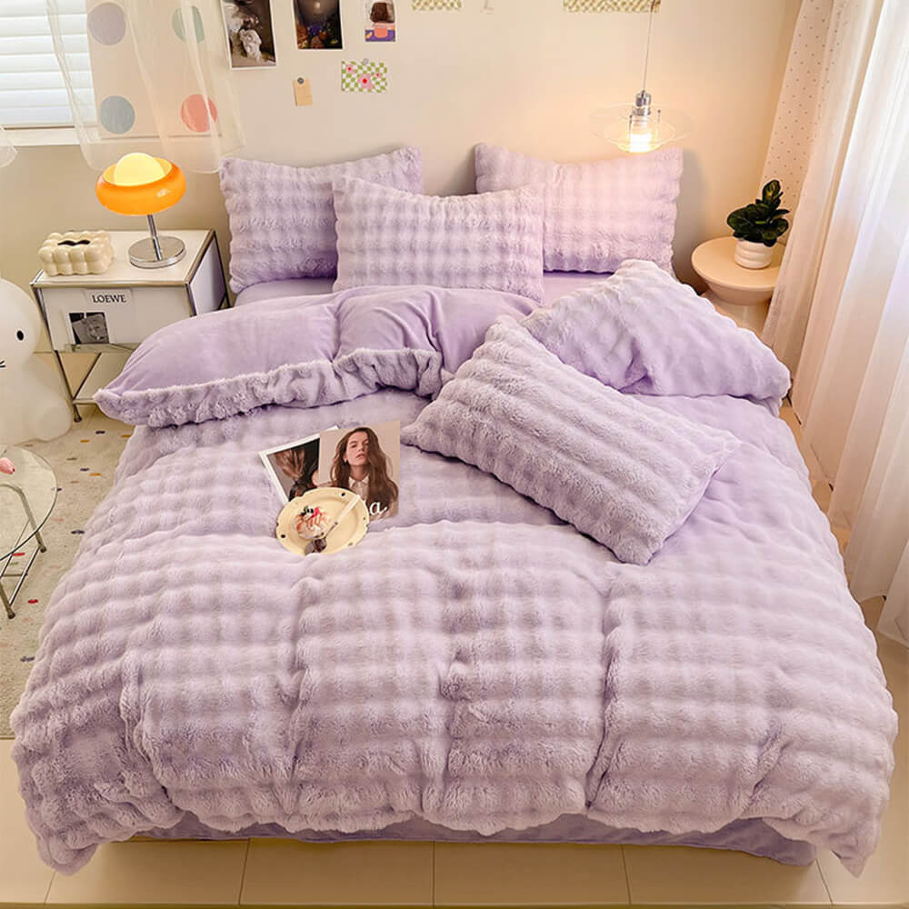 Puffy Comfort Bettlaken-Set aus verdicktem Kaninchenfellimitat
