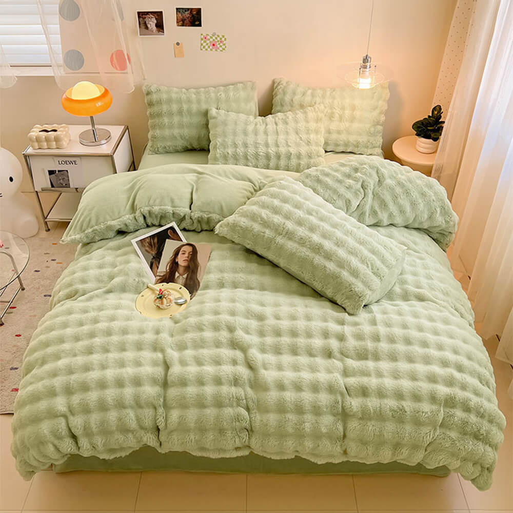 Puffy Comfort Bettlaken-Set aus verdicktem Kaninchenfellimitat