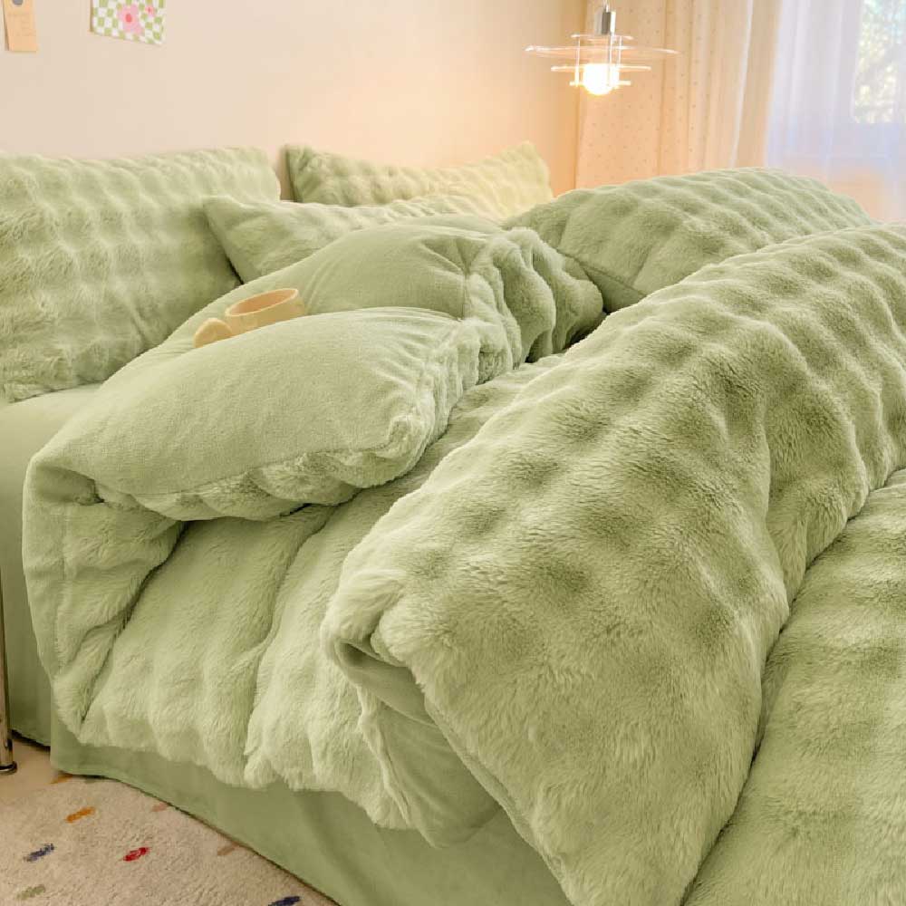 Puffy Comfort Bettlaken-Set aus verdicktem Kaninchenfellimitat