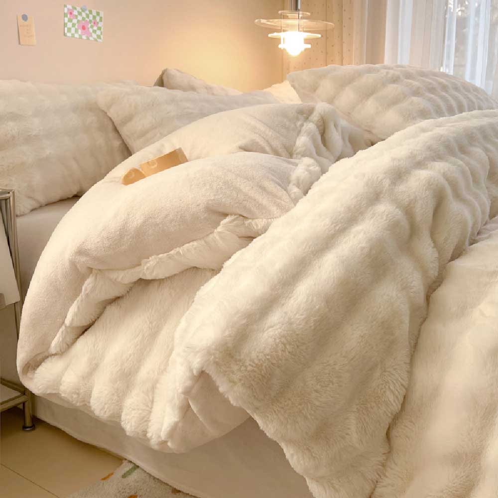 Puffy Comfort Bettlaken-Set aus verdicktem Kaninchenfellimitat