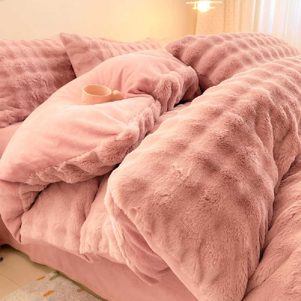 Puffy Comfort Bettlaken-Set aus verdicktem Kaninchenfellimitat
