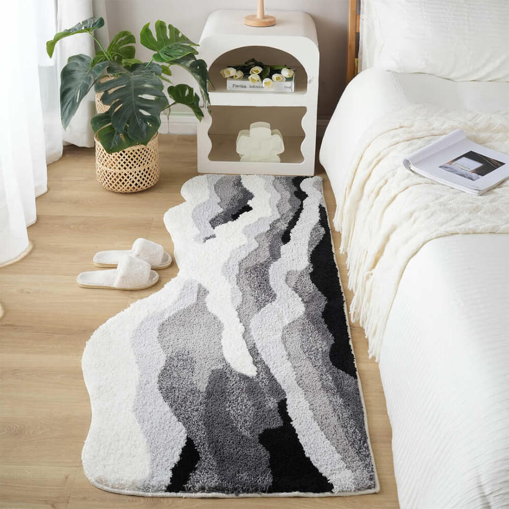 Tapis texturé de luxe à motif de vagues 3D touffeté à la main