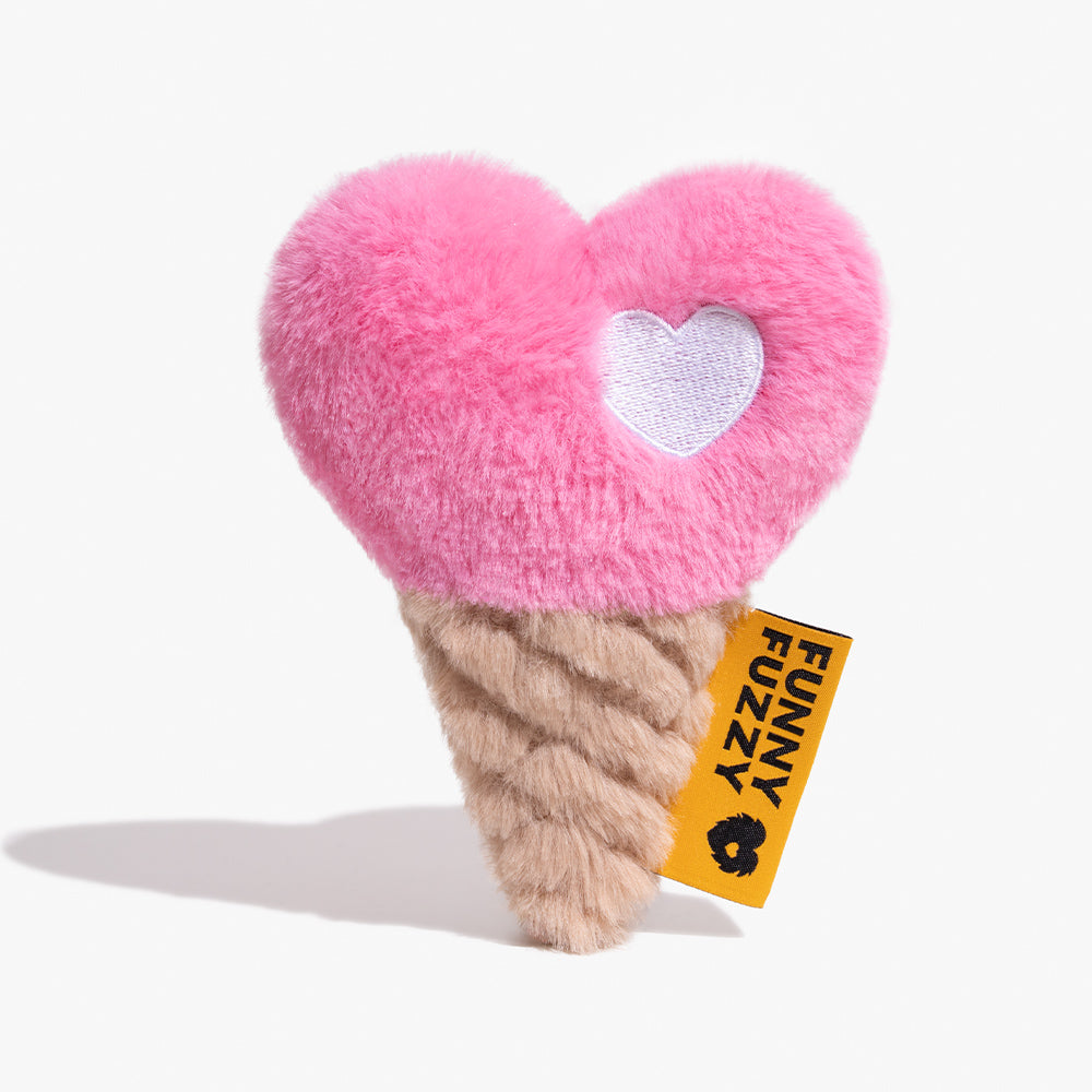 FUNNYFUZZY Summer ChillHeart Plush Squeaky Dog Toy - Ice Cream