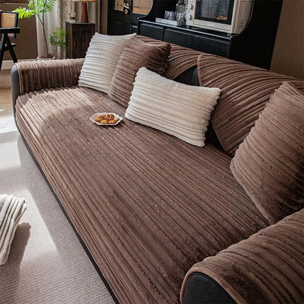 Chenille Art Corrugated Breatable No-Slip Couch Cover Coach