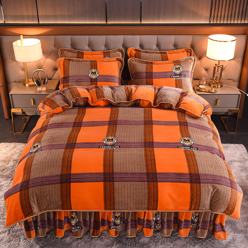 Estilo moderno en espesado cómodo juego de cama de terciopelo de leche