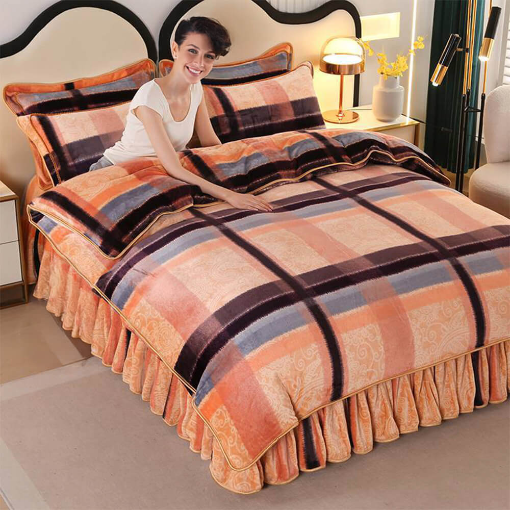 Estilo moderno en espesado cómodo juego de cama de terciopelo de leche