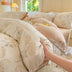 Rose Series Carved Milk Velvet Comfort Soft Bed Sheet Set