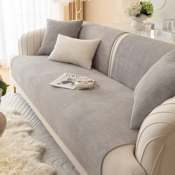 Sólido simple <tc>Color</tc> Funda protectora de sofá de felpa para muebles