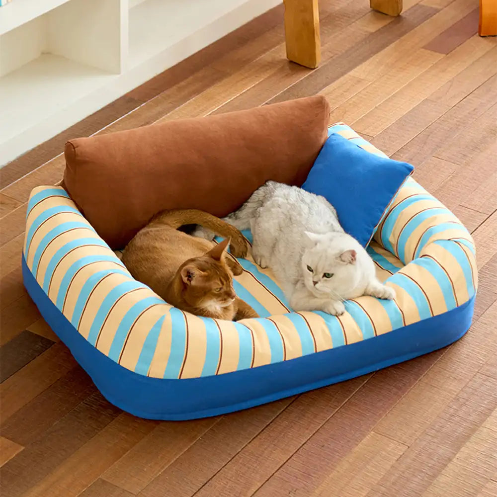 Trendy Striped Cozy Orthopedic Dog Sofa Bed - Snug Couch