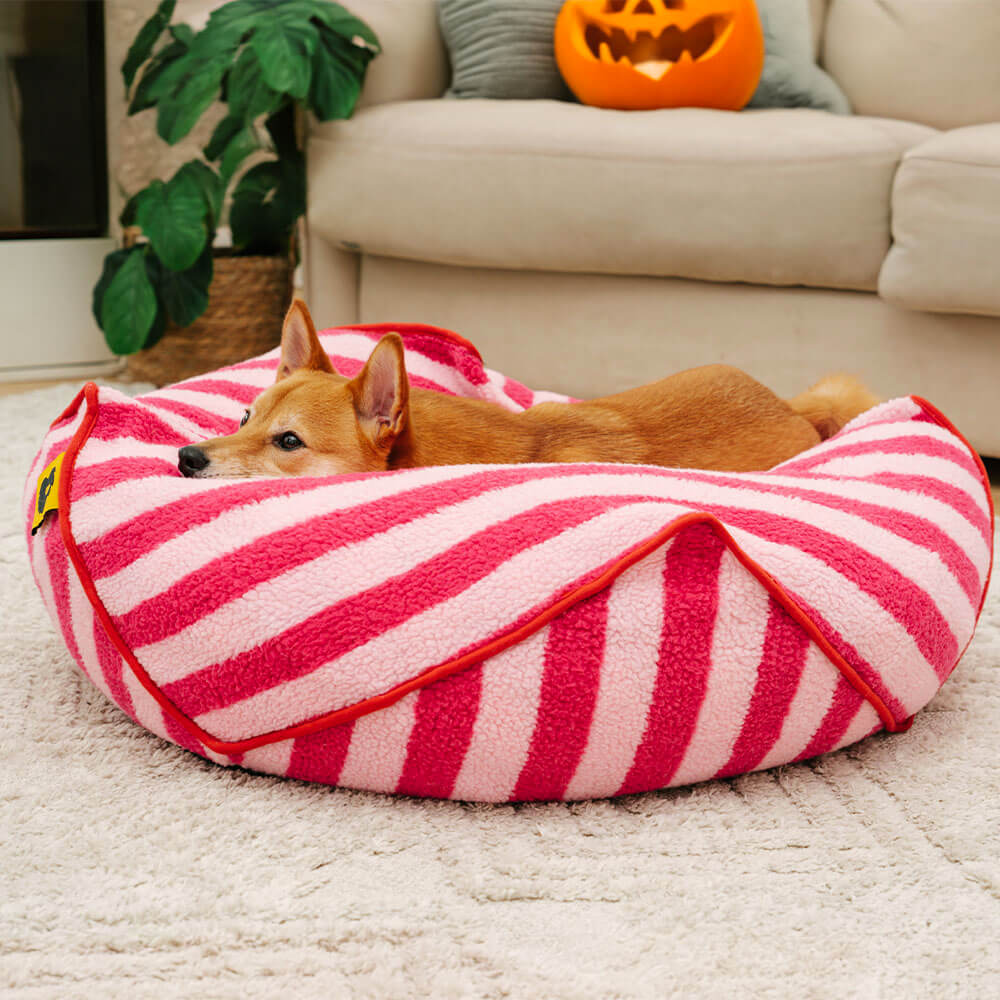 Trendiges, gestreiftes, polygonales, beruhigendes Sitzsack-Hundebett