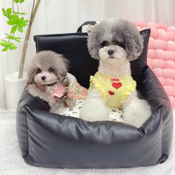 Lit pour chien en similicuir floral vintage, imperméable, anti-rayures, pour chiot
