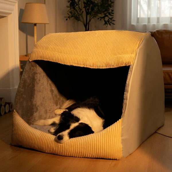 Cama de carpa de perros grande y desmenuzada de franela caliente