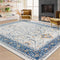 Tapis vintage bleu et crème acceptant les animaux de compagnie - Élégance intemporelle pour votre maison