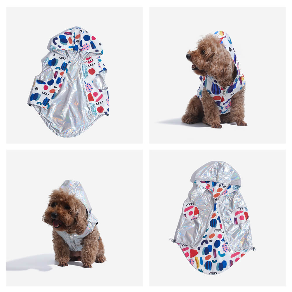 Patilla de lluvia para perros impermeable reversible - Graffiti e iridescente
